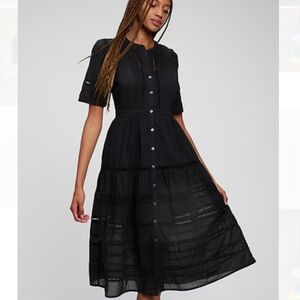 GAP Black 100% Cotton Lace Midi Dress
